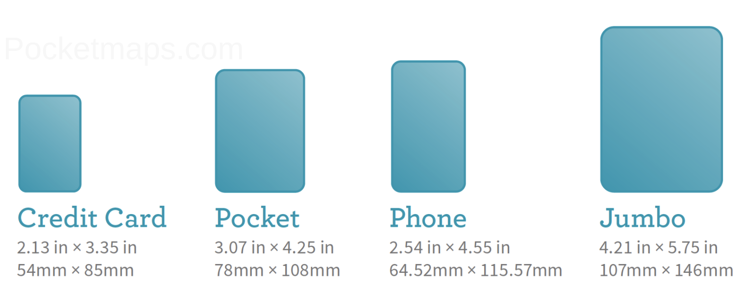 Pocket Maps four cover size options